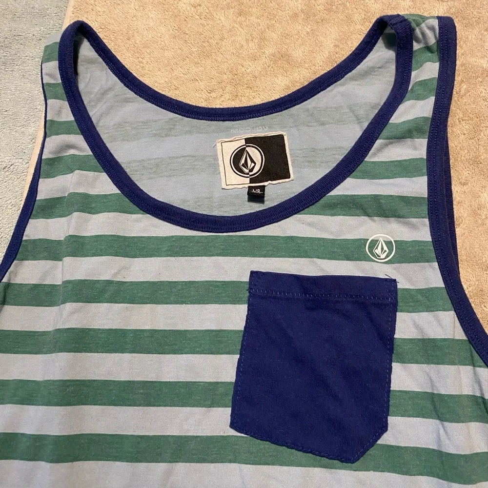 Volcom Striped tank top summer casual beach size men’s large - Picture 2 of 7
